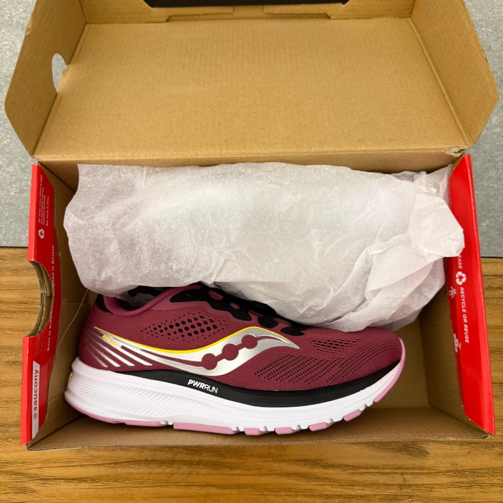 Saucony Ride 14 Running Shoe Burgundy Quartz /Vizigold Women’s Size 6.5 - Picture 10 of 11